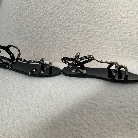 Valentino black rock studs accent gladiator rubber sandals - Picture 3 of 4